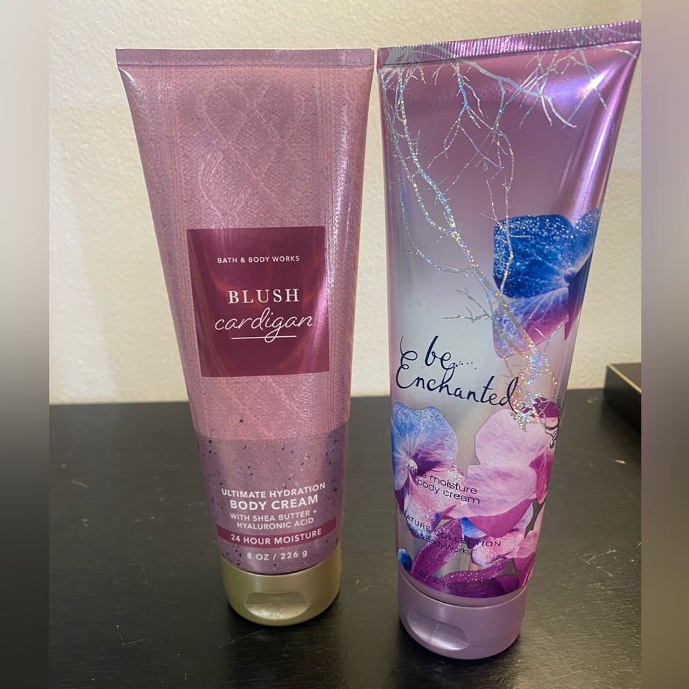 Bath & Body Works Blush Cardigan & Be Enchanted Body Cream Set - Pink and Purple